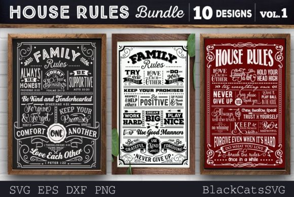 House Rules Bundle SVG 10 Designs: Graphics & Crafts