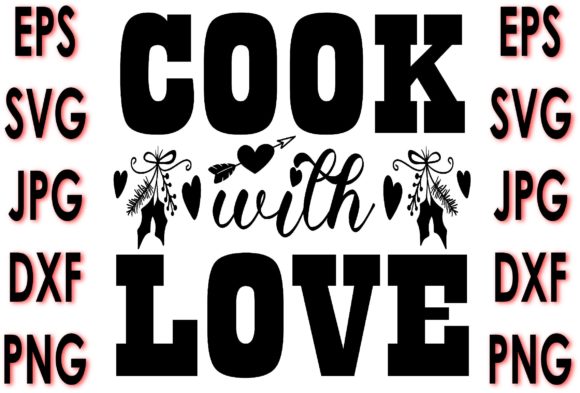 Potholder Quote Design: Cook with Love Graphics for Crafts